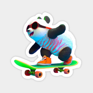 Skateboarding Panda Magnet