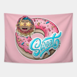 Reva Prisma sweet life donut withe wauw face emoji Tapestry