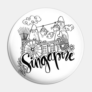 Hand Drawn Symbols Of Singapore. Pin