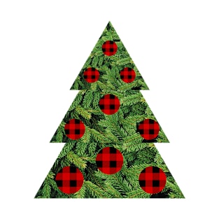 Pine tree with buffalo plaid ornaments T-Shirt