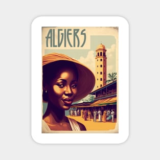 Algiers Woman Algeria Vintage Travel Art Poster Magnet