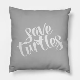 Save Turtles - Minimal White Script Pillow