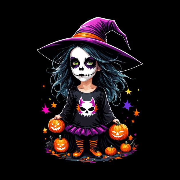 Cute Adorable Kawaii Halloween Witch by Sandy Richter Art & Designs