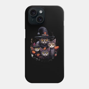 Halloween Cats in Hats with Pumpkins Phone Case