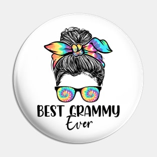 Best Grammy Ever Tie Dye Messy Bun Bandana Mother's Day Pin