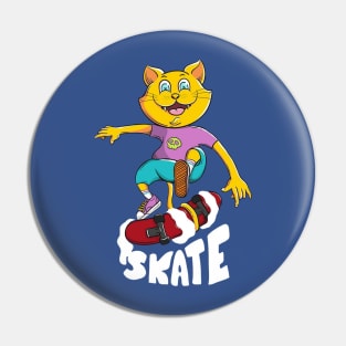 Skate cat Pin