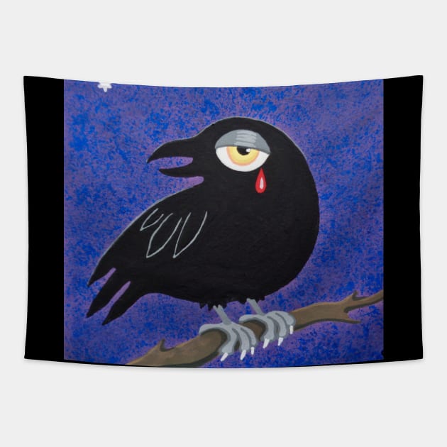 Raven black as night Tapestry by SoozieWray