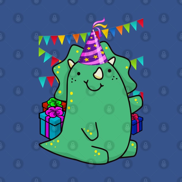 BIRTHDAY CUTE GREEN TRICERAPTOPS by GeekCastle