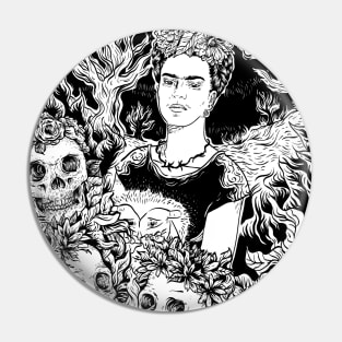 Frida (black) Pin