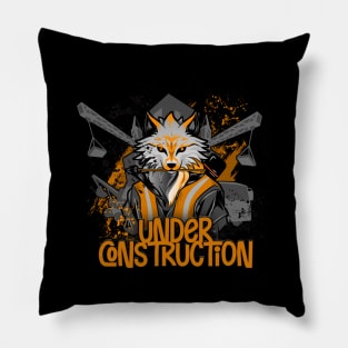 Wolf characters architecture and civil cartoon style Pillow
