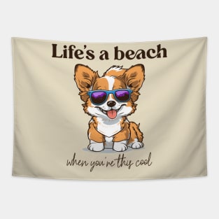 Corgi lover - Corgi glasses - Corgi quote v1 white Tapestry