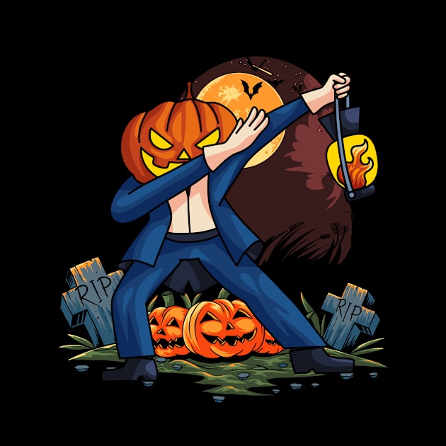 Scary Halloween Dabbing Pumpkin by Foxxy Merch