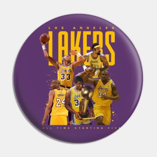 Los Angeles Lakers All Time Starting Five Pin