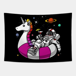 Space Astronaut Riding Unicorn Float Tapestry