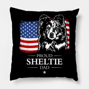 Proud Sheltie Dad American Flag patriotic gift dog Pillow