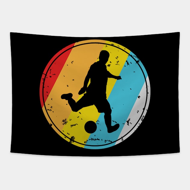 Retro Soccer Player Silhouette Tapestry by funkyteesfunny