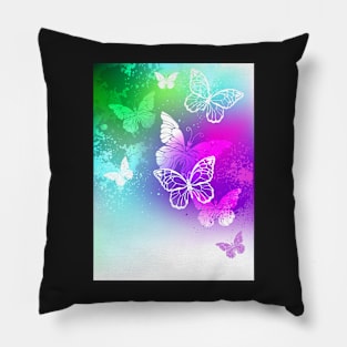 Bright Design with White Butterflies Pillow