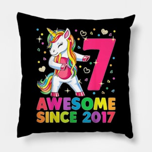 7 Years Old Unicorn Flossing 7th Birthday Girl Unicorn Party T-Shirt Pillow