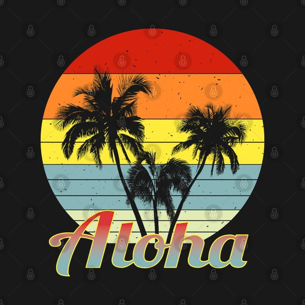 Aloha Retro Hawaii Hawaiian Island Palm Trees Beach by macdonaldcreativestudios