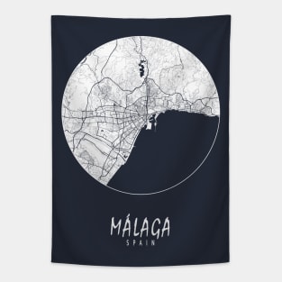 Malaga, Spain City Map - Full Moon Tapestry