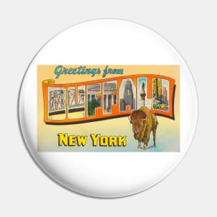 Greetings from Buffalo, New York - Vintage Large Letter Postcard Pin