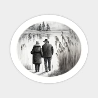 Elderly Couple Magnet