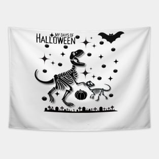 "My Days of Halloween" Dino Skeleton design Tapestry