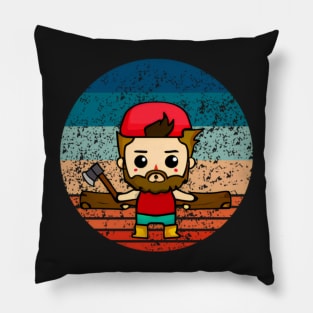 Lumberjack Kawaii Vintage Circle Pillow