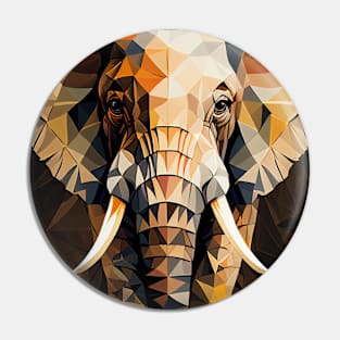 Triangle Elephant - Abstract polygon animal face staring Pin