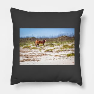 Wild Horses at Cumberland Island National Seashore Pillow