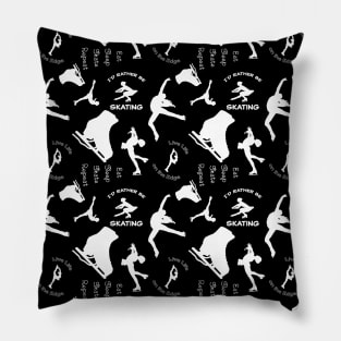 Figure Skating Life- Graphic Design Style 2-White on Black Pillow