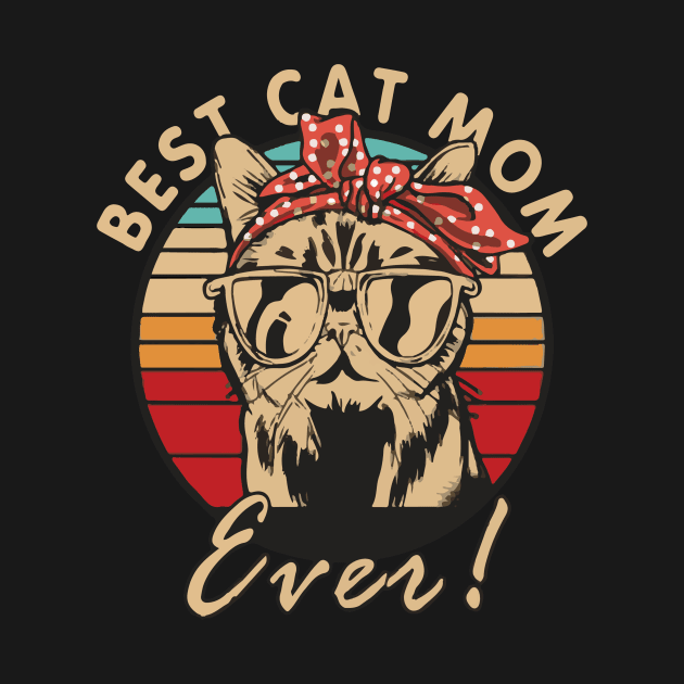 Vintage Best Cat Mom Ever Cat Headscarf by Artmoo