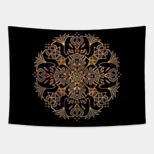 Black and Gold Lotus Mandala Tapestry