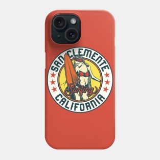 Vintage Surfing Badge for San Clemente, California Phone Case