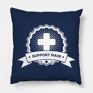 "Support Main" Gaming Emblem Pillow