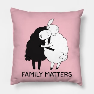 Black sheep and white sheep Pillow