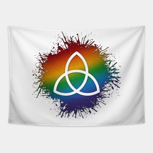 Paint Splatter LGBTQ Pride Rainbow Triquetra Symbol Tapestry