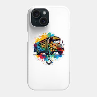 Artistic Silhouette Of A School Bus Phone Case