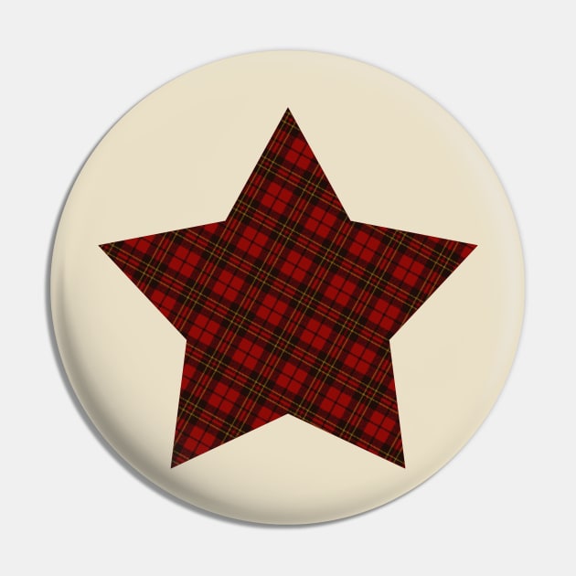 Cool Red Christmas tartan Star Pin by PLdesign