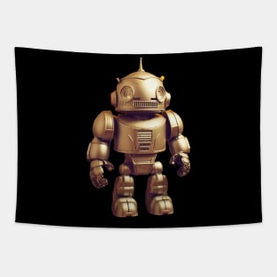 Charming Cyborg in Gold - Golden Toy Robot Tapestry