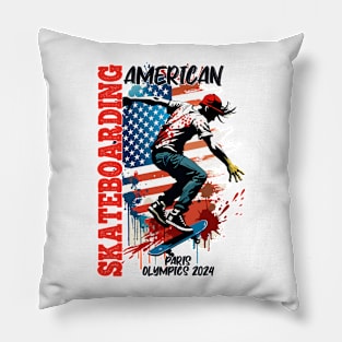 paris 2024 skateboarding Pillow