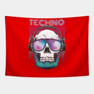 Techno Cool Skull Head Tapestry