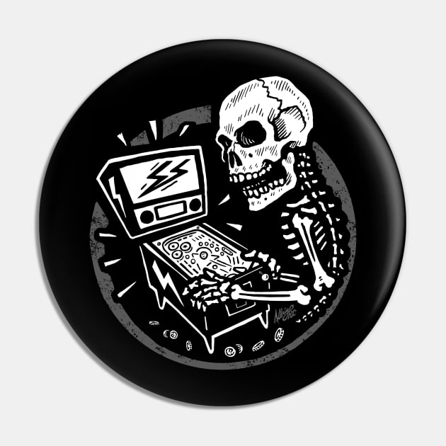 Skeletal When Lit - Pinball Playing Skull Pin by BradAlbright
