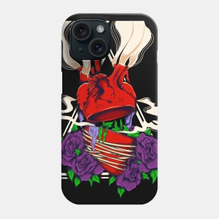 split heart surrounded by flowers Phone Case