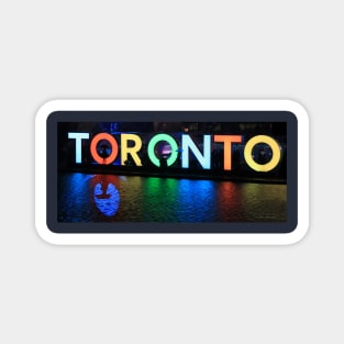 Toronto Sign All Lit Up With Umbrella Silhoette Magnet