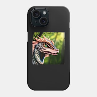 Blue and Pink Scaled Jungle Dragon with Big Eyes Phone Case