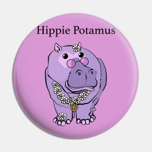 Hippie Potamus Purple Hippopotamus Pin