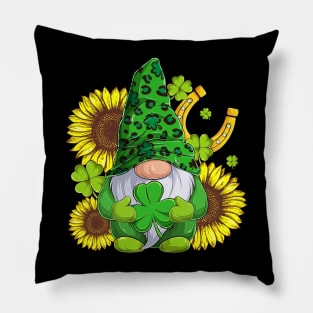 Leopard Shamrock Gnome Sunflower St Patricks Day Pillow