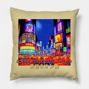 Japan Cyber Shibuya Tokyo by Kana Kanjin Pillow