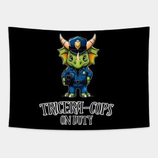 Dinosaur Pun Triceracops Tapestry